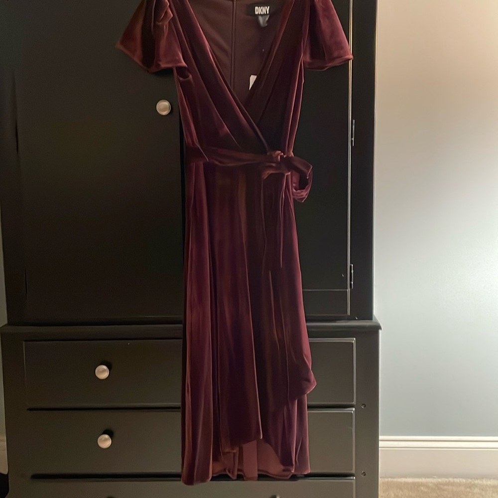 DKNY velvet wrap dress